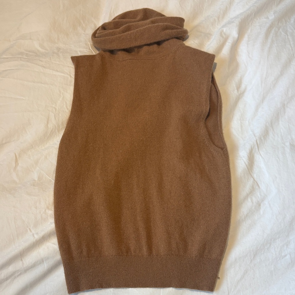 Aritzia Camel Brown Sleeveless Turtleneck Vest